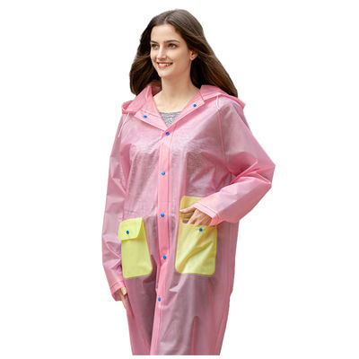 Pink Rains Transparent Hooded Coat 106*57*78cm Windproof Reusable