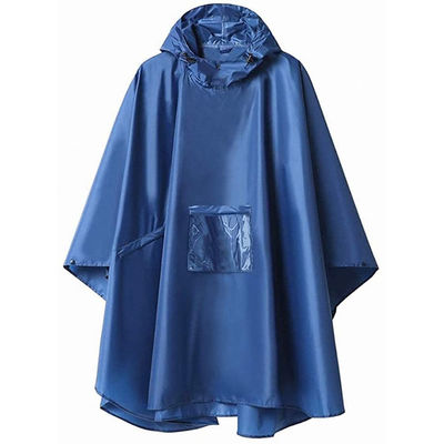ODM Polyester Raincoat , Foldable travel rain poncho with Clear front pocket