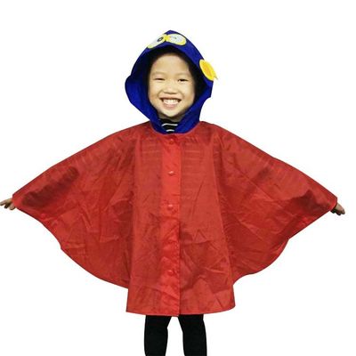Red Lined Kids Raincoat , 0.11mm Waterproof Ponchos For Festivals