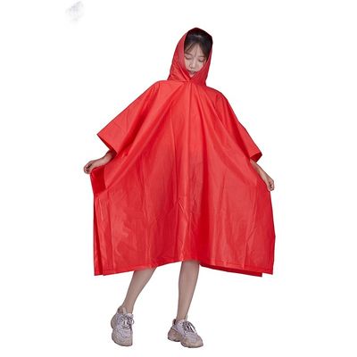 Multiapplication red rain poncho with hood waterproof TPU Material